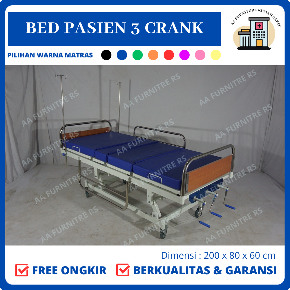 Jual Bed Pasien 3 Crank Polywood Bed Pasien Rumah Sakit Bed Rawat Inap ...