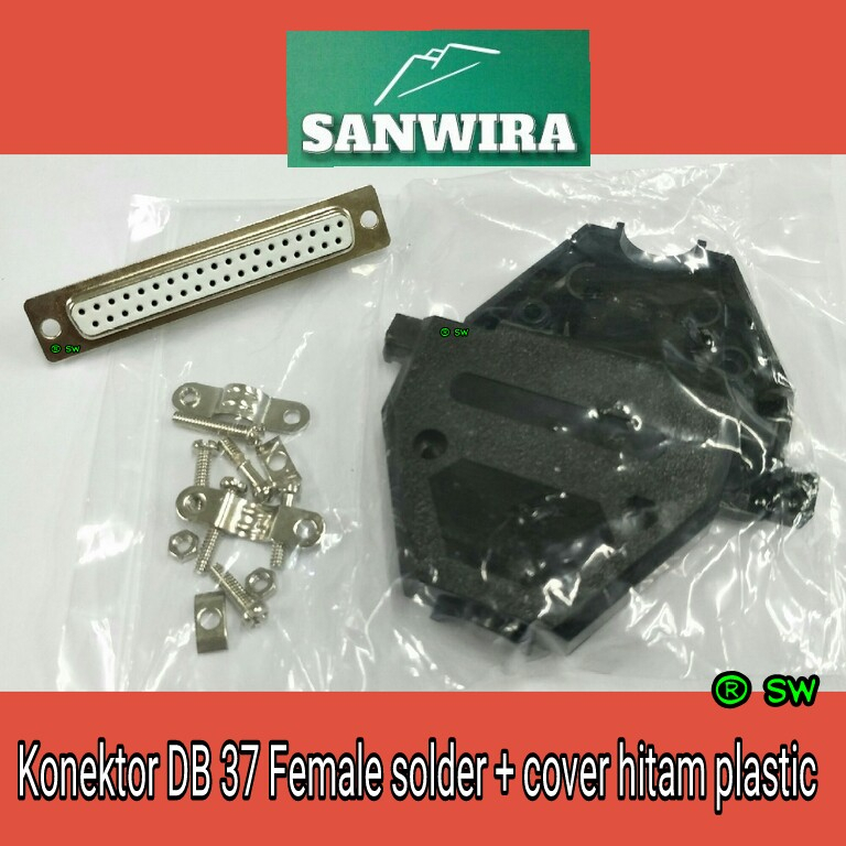 Jual Konektor DB 37 Female cover hitam / Connector DB 37 Female cover ...