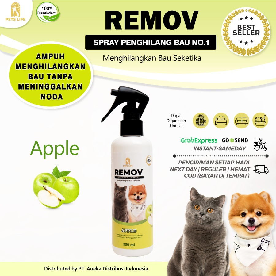 Jual REMOV 250 ML PET ODOR SPRAY Penghilang Bau Kandang Kucing Anjing