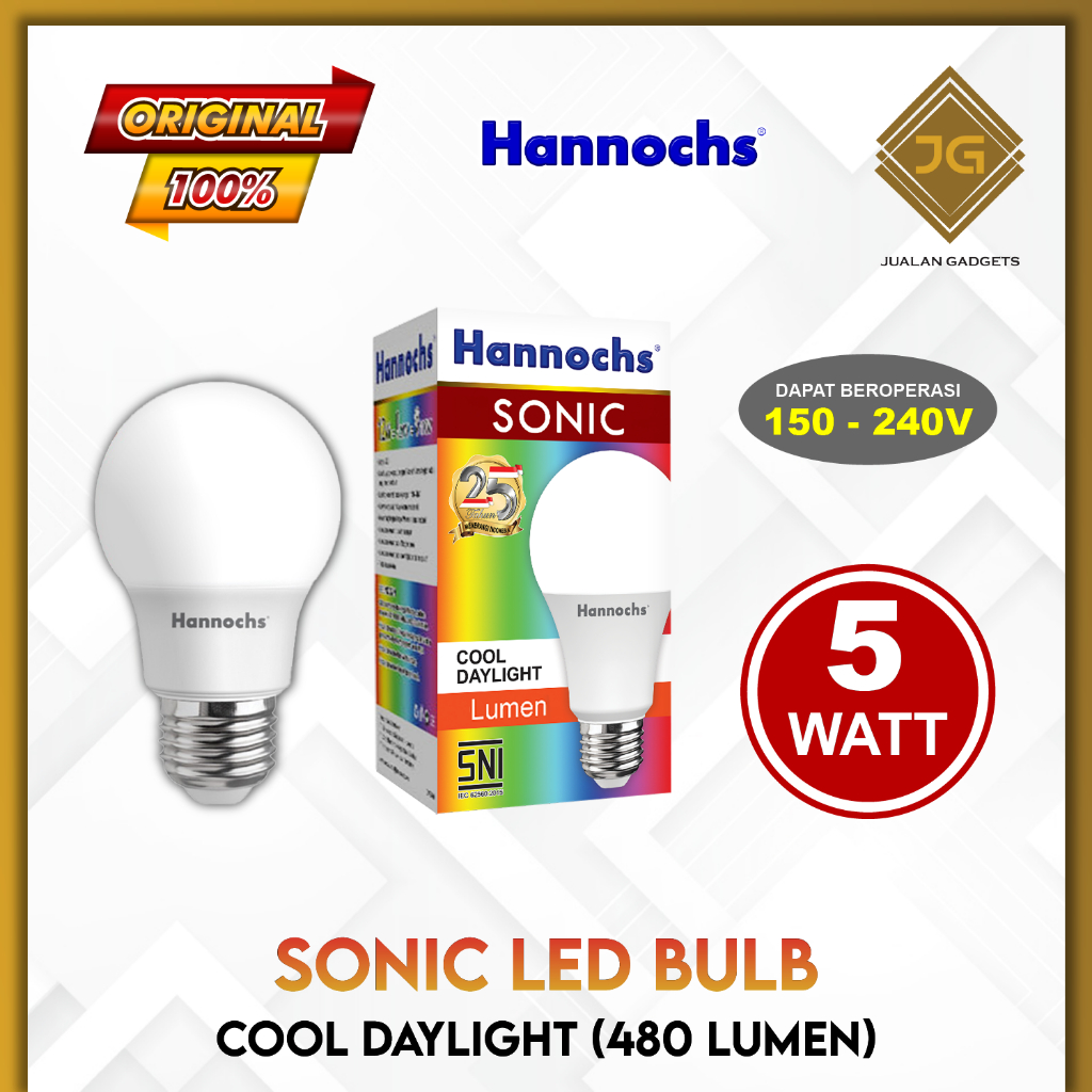 Jual Hannochs SONIC LED Bulb 5 Watt - Bola Lampu Bohlam LED 5 Watt ...