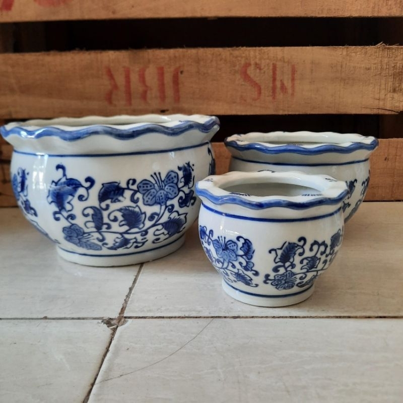 Jual Pot Keramik Bulat Batik Motif Batik II GucCinta | Shopee Indonesia
