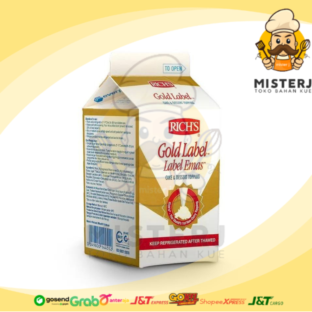 Jual Rich Whip Topping Gold Label 500gr TANPA ES BATU Whip Cream Best