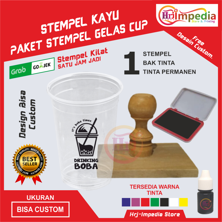 Jual Cetak Stempel Gelas Cup Cetak Stempel Plastik Cetak Stempel Kayu Desain Custom Cetak