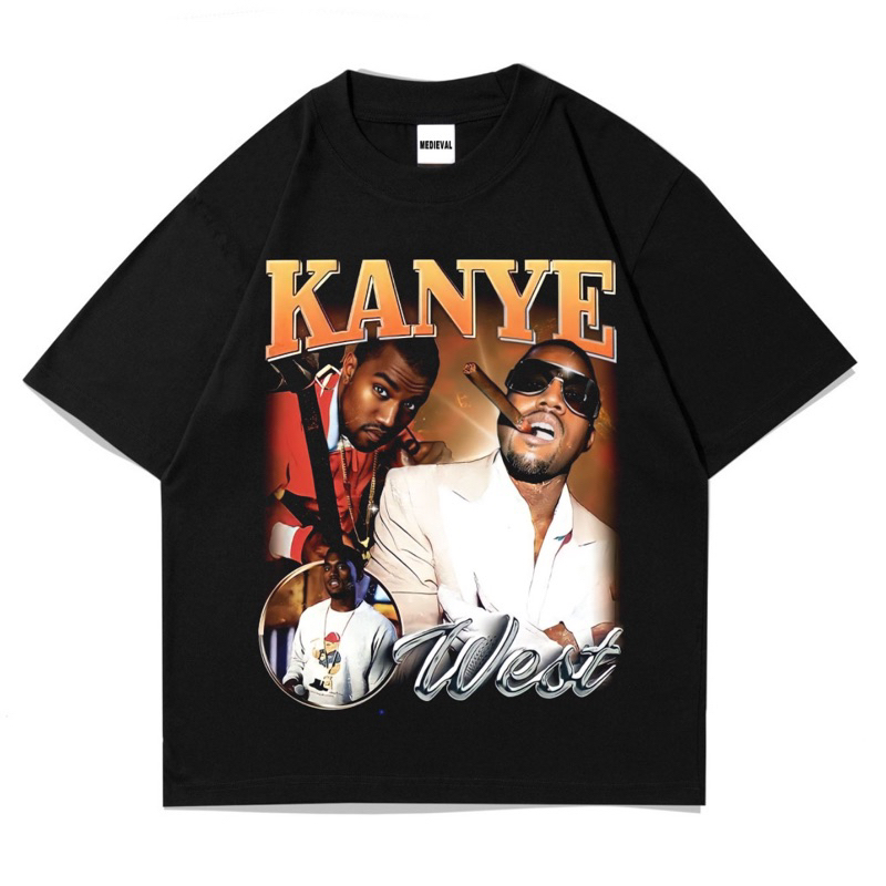 Jual Kaos Baju KANYE WEST | T-Shirt Oversize hitam Vintage Band Musik ...