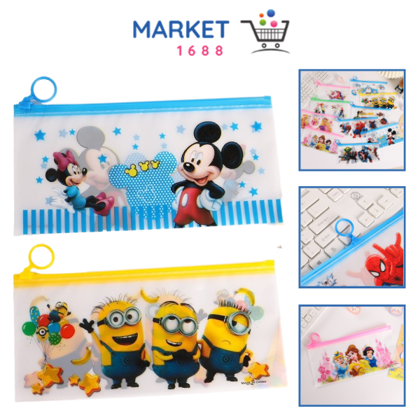 Jual Market1688 Tempat Pensil Pulpen Transparan Ziplock Karakter