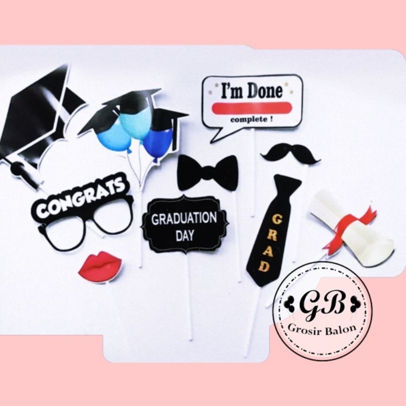Jual Photobooth PROPS tema GRADUATION WISUDA Kertas Stick / Photobooth