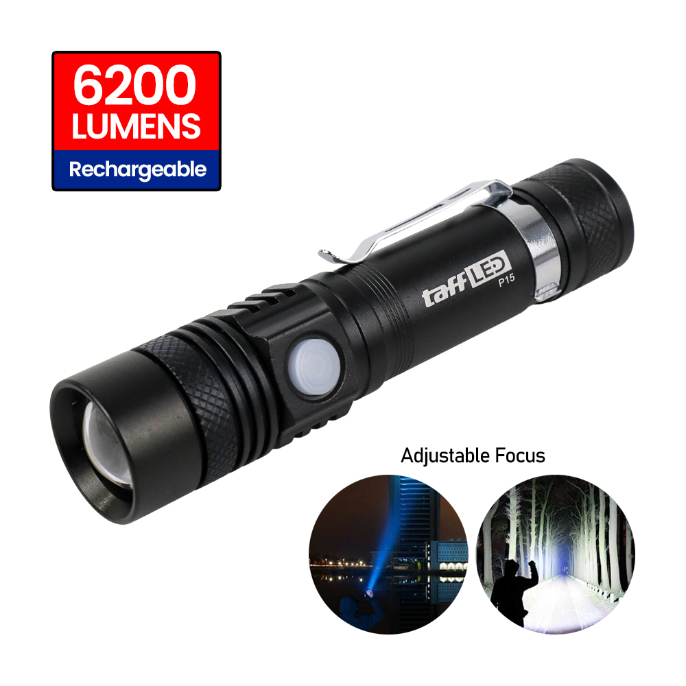 Jual Senter LED USB Rechargeable XML-T6 6200 Lumens 10W - P15 - Black ...