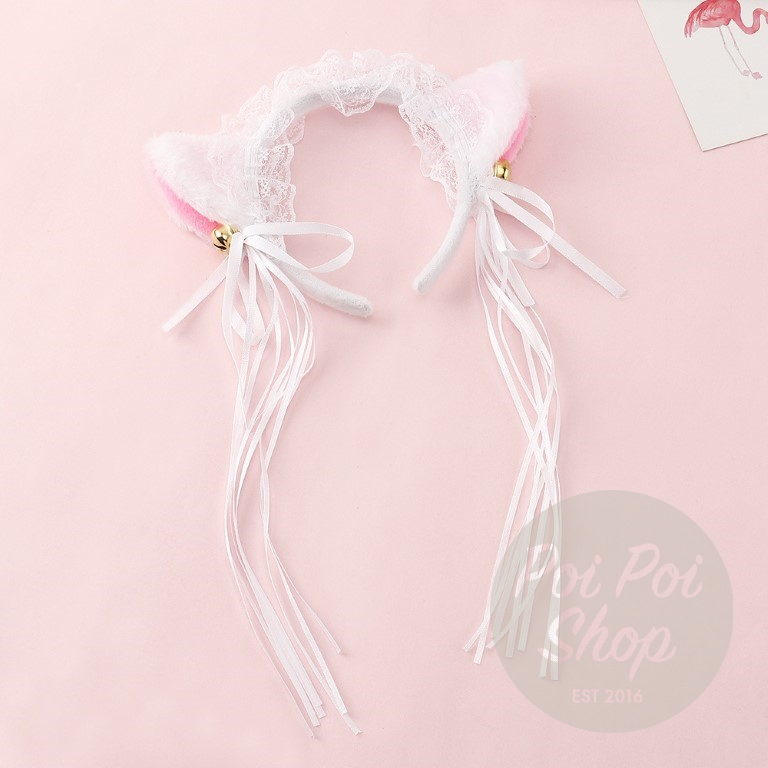 Jual Bando Telinga Kucing Cat Ear Nekomimi Pita Lonceng Ikat Rambut ...