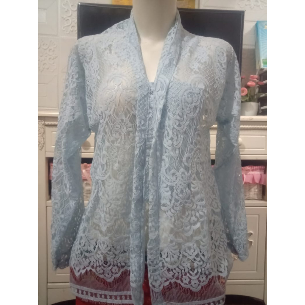 Jual kebaya nenek kutubaru burkat tanpa kancing lengan panjang terbaru ...