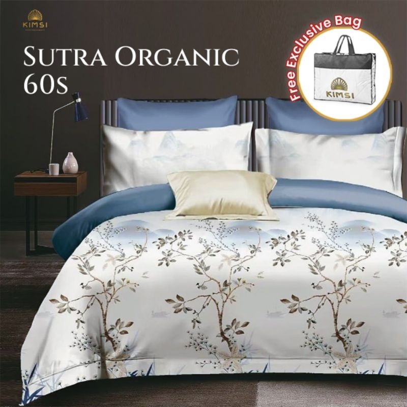 Jual BEDCOVER SET SPREI SUTRA ORGANIC 60S MOTIF BUNGA MINIMALIS BED