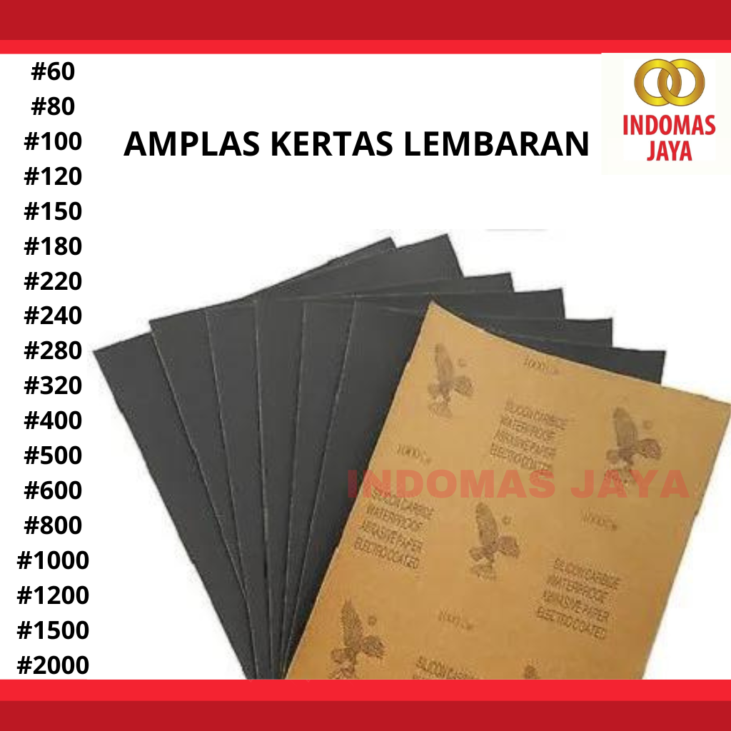 Jual Amplas Kertas Lembaran 60 80 100 120 150 180 220 240 280 320 400 ...