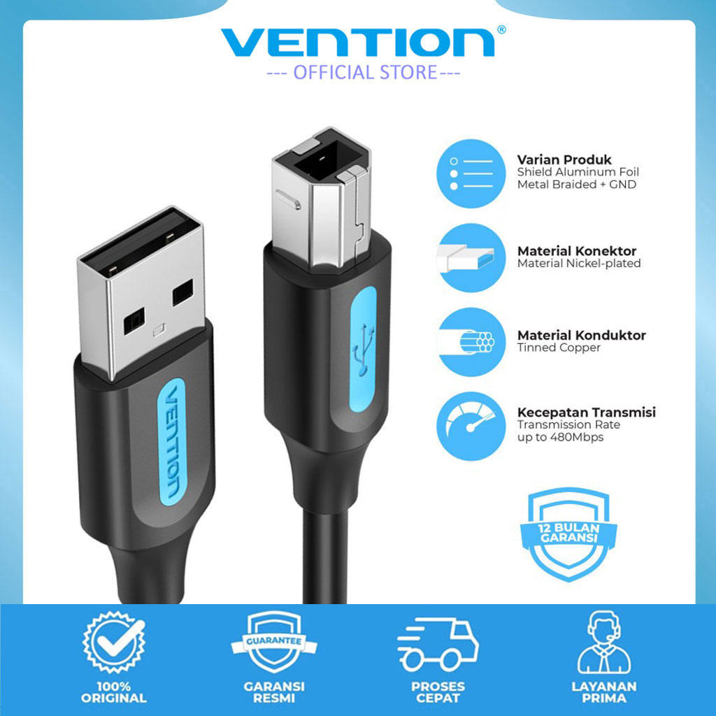 Jual Vention 5M Kabel Data USB 2.0 Type A Male to B Male Scanner ...