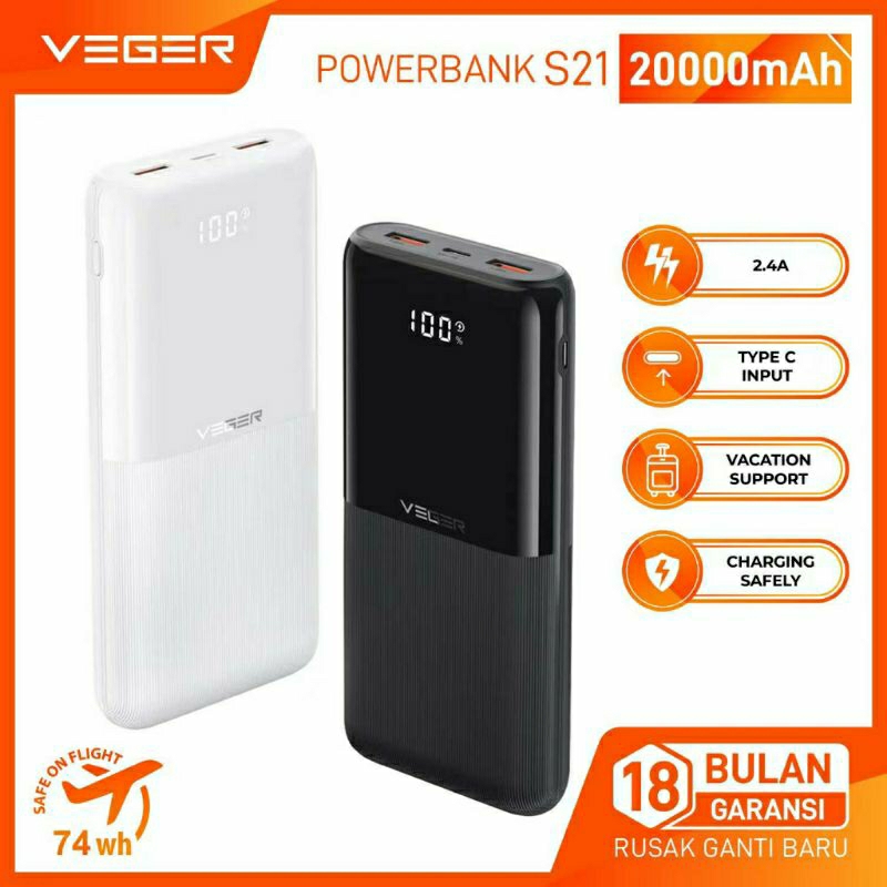 Jual Powerbank Veger Original S Mah Led Display Shopee Indonesia