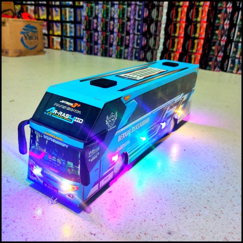 Jual Miniatur Bus Telolet Basuri Berkah Bersaudara AR-Rasyid Full Lampu ...