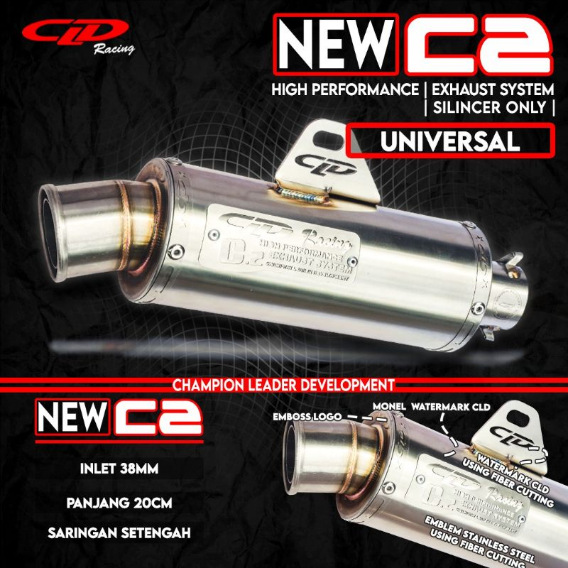 Jual Silencer only CLD Racing New C2 Bulat Oval Inlet 38 mm | Shopee ...