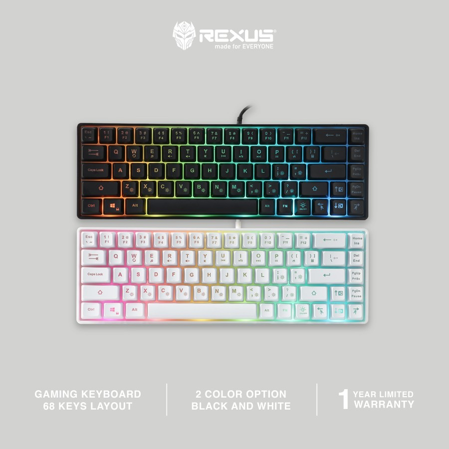 Jual Rexus K68M Membrane Gaming Keyboard K68-M RGB Lighting | Shopee ...