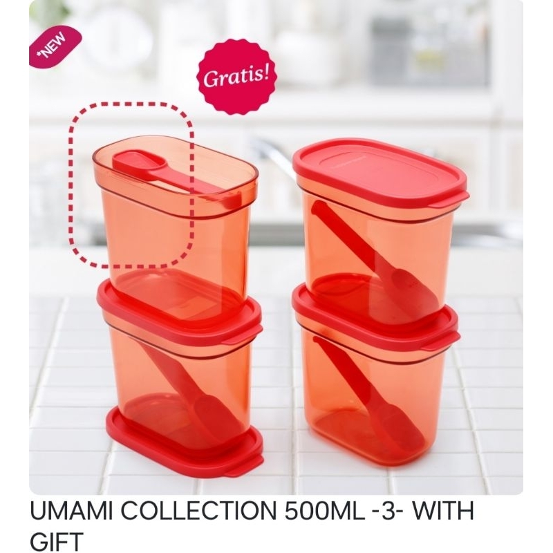 Jual Tupperware UMAMI COLLECTION 500ML(3) PEACH + BONUS 1pc/ TEMPAT ...