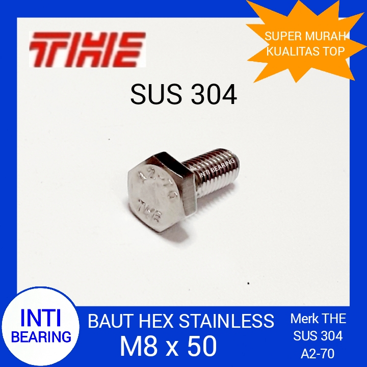 Jual BAUT HEX STAINLESS M8x50 MERK THE M8 X 50 SS SUS 304 HEX SOCKET ...