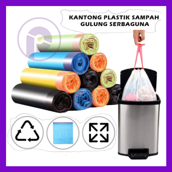 Jual Kantong Plastik Sampah Roll Dengan Tali 45x50cm Isi 15 Lembar Kantong Shopee Indonesia 