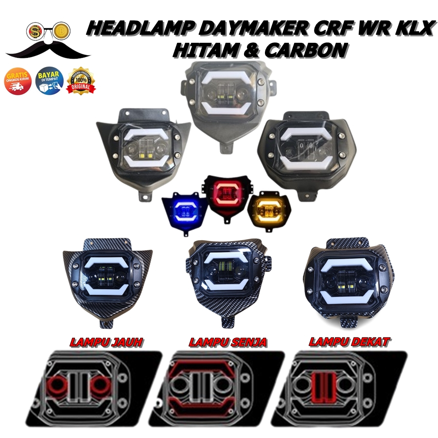 Jual Headlamp Daymaker Klx Crf Wr Lampu Reflektor Demeker Carbon