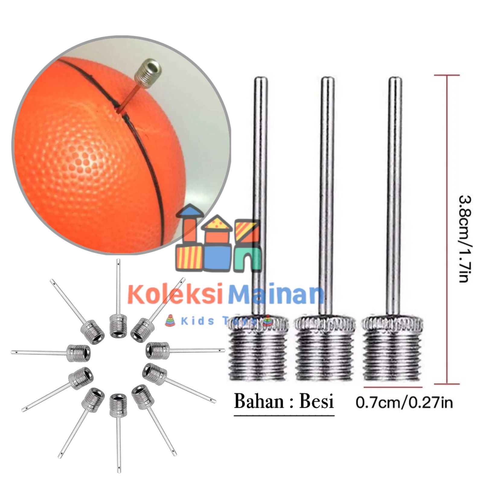 Jual KM jarum pompa pentil bola karet mainan anak cop besi | Shopee ...