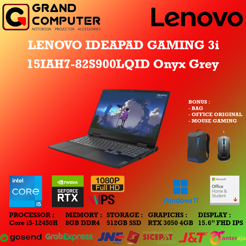 Jual LENOVO IP GAMING 3-LQID i5-12450H 8GB 512GB SSD 15.6" RTX3050 ...
