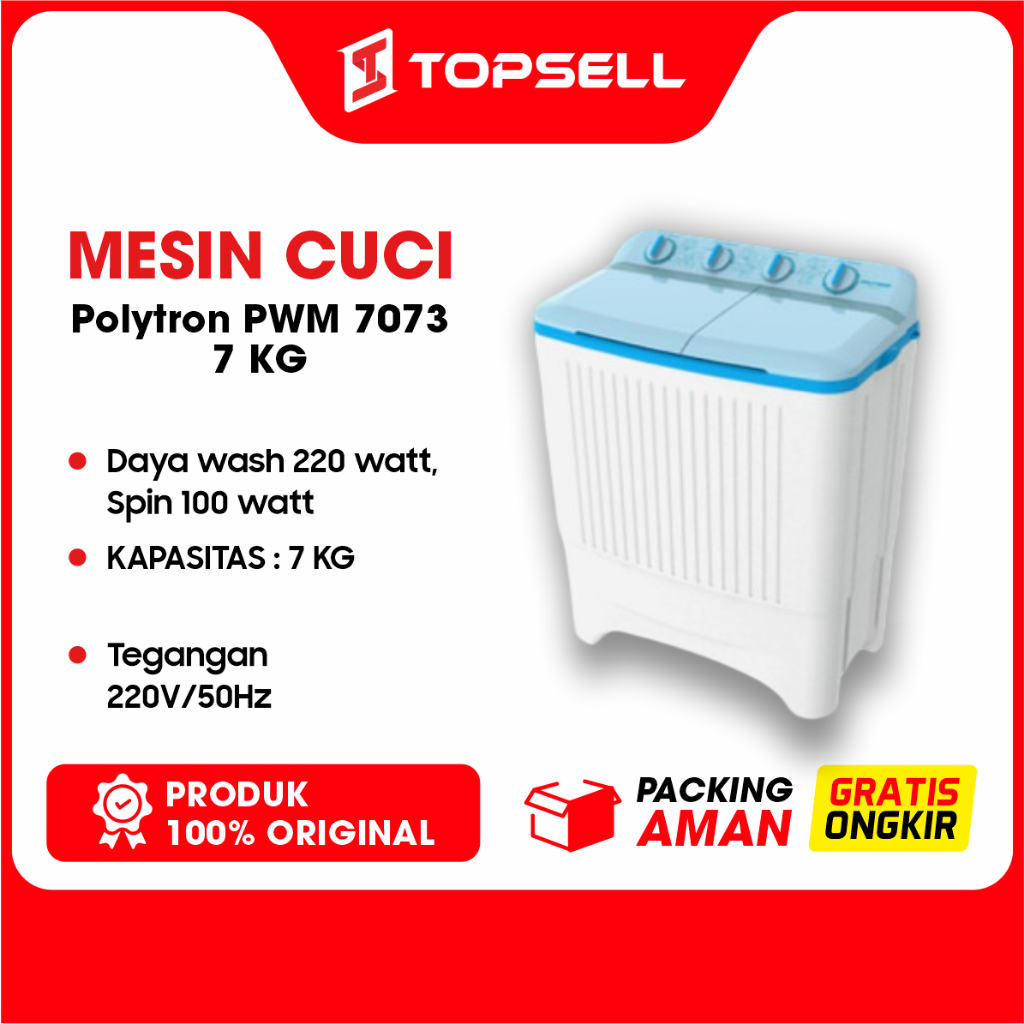 Jual Polytron Mesin Cuci 2 Tabung 7 Kg PWM 7073 Twin Tube Garansi Resmi ...