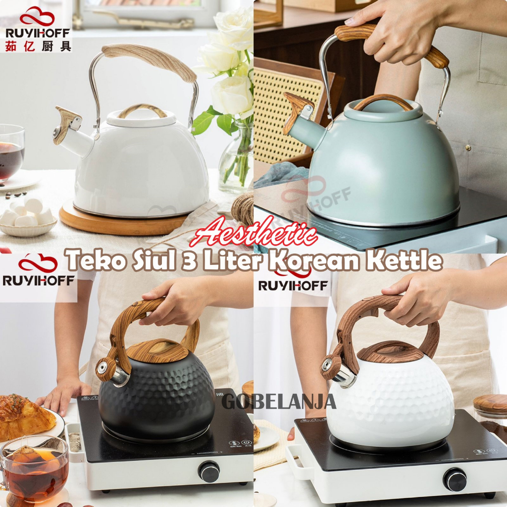 Jual Teko Siul Liter Korean Kettle Ceret Ketel Air Whistling Kettle Wooden Stainless Steel