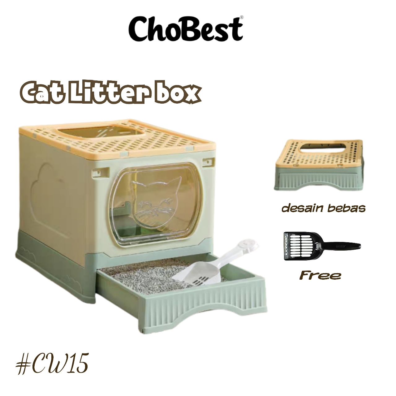 Jual [EXTRA BESAR] CHOBEST Cat Litter Box Bak Pasir Kucing Portabel