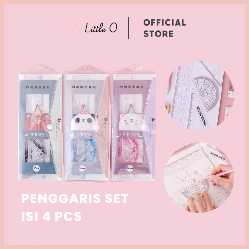 Jual SET Penggaris Sekolah Segitiga Busur Ruler Goodie Bag Ultah Anak ...