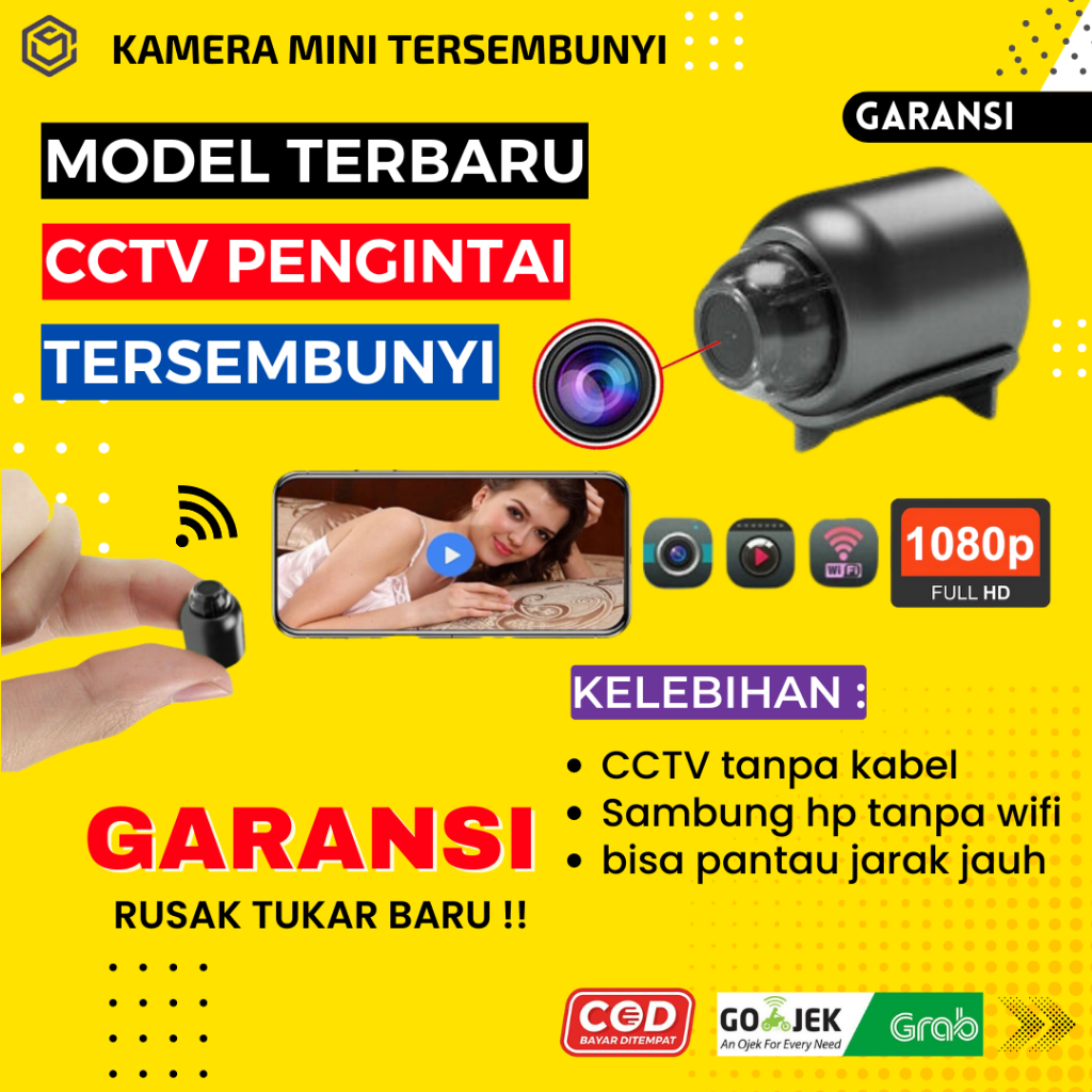 Jual Kamera Mini Tersembunyi Tanpa Kabel Spy Camera Pengintai Mini Wifi ...