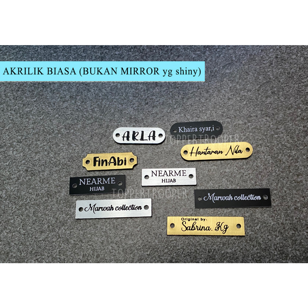 Jual Label Akrilik Biasa Non Mirror Label Produk Akrilik Label Akrilik Hijab Custom