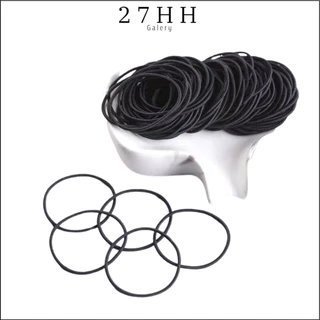 27HH IR010 100PCS IKAT RAMBUT ELASTIS TIPIS POLOS FREE POUCH