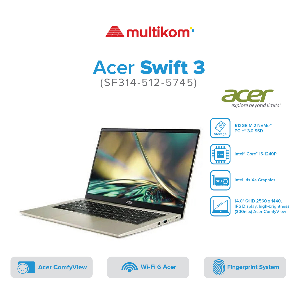 Jual Acer Swift 3 Now Sf314 512 5745 I5 1240p Evo 16gb 512ssd Qhd W11