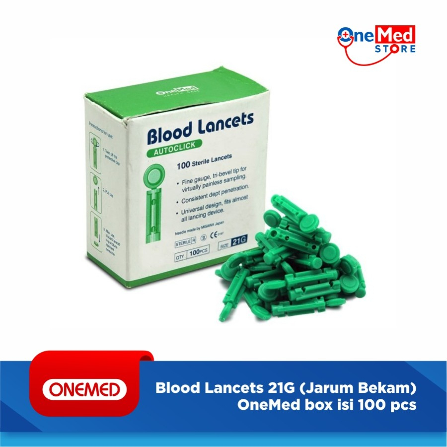 Jual Blood Lancets 21G (Jarum Bekam) OneMed box isi 100 pcs MR | Shopee ...