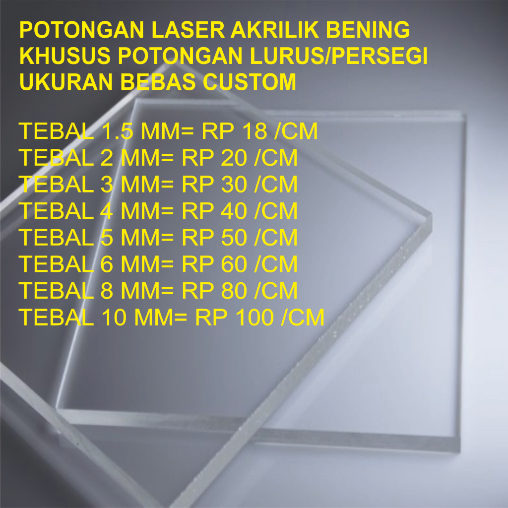 Jual Akrilik Bening Potong Custom / Potongan Custom Ukuran Bebas (100 ...