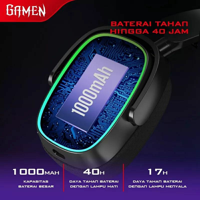Jual GAMEN wireless Gaming Headset Shadow Headphone Bluetooth RGB ...