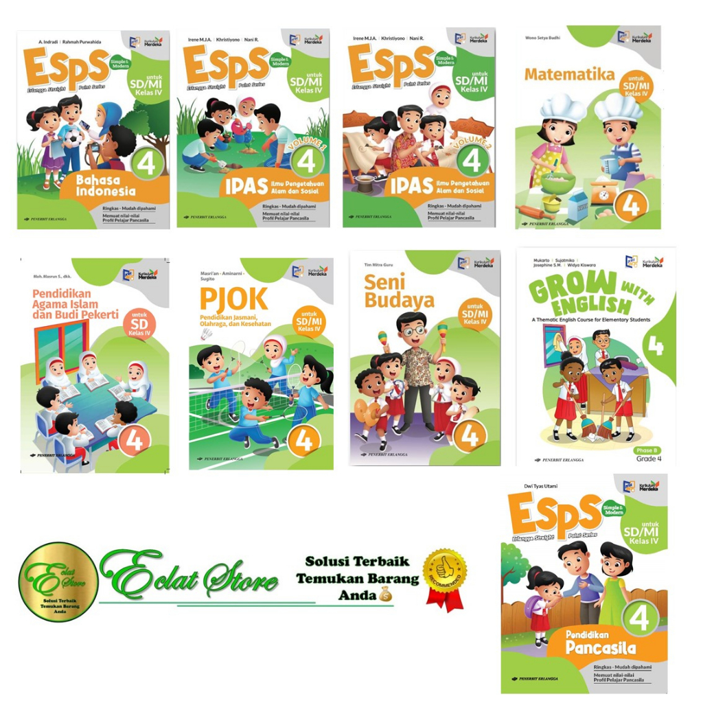 Jual ERLANGGA - BUKU KELAS 4 SD KURIKULUM MERDEKA ESPS MURAH PAKET ...