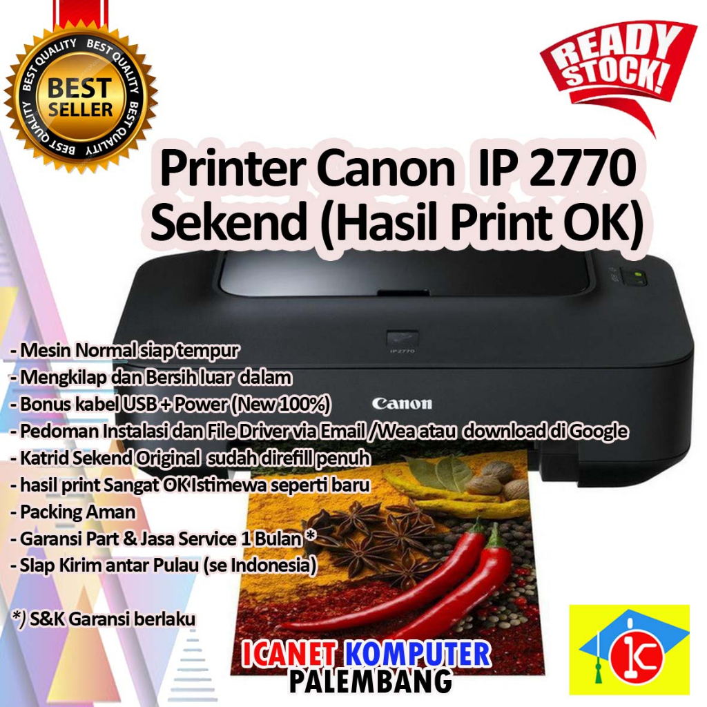 Jual Printer Canon IP2770 Siap Pakai (hasil Cetak Sangat OK - Normal ...