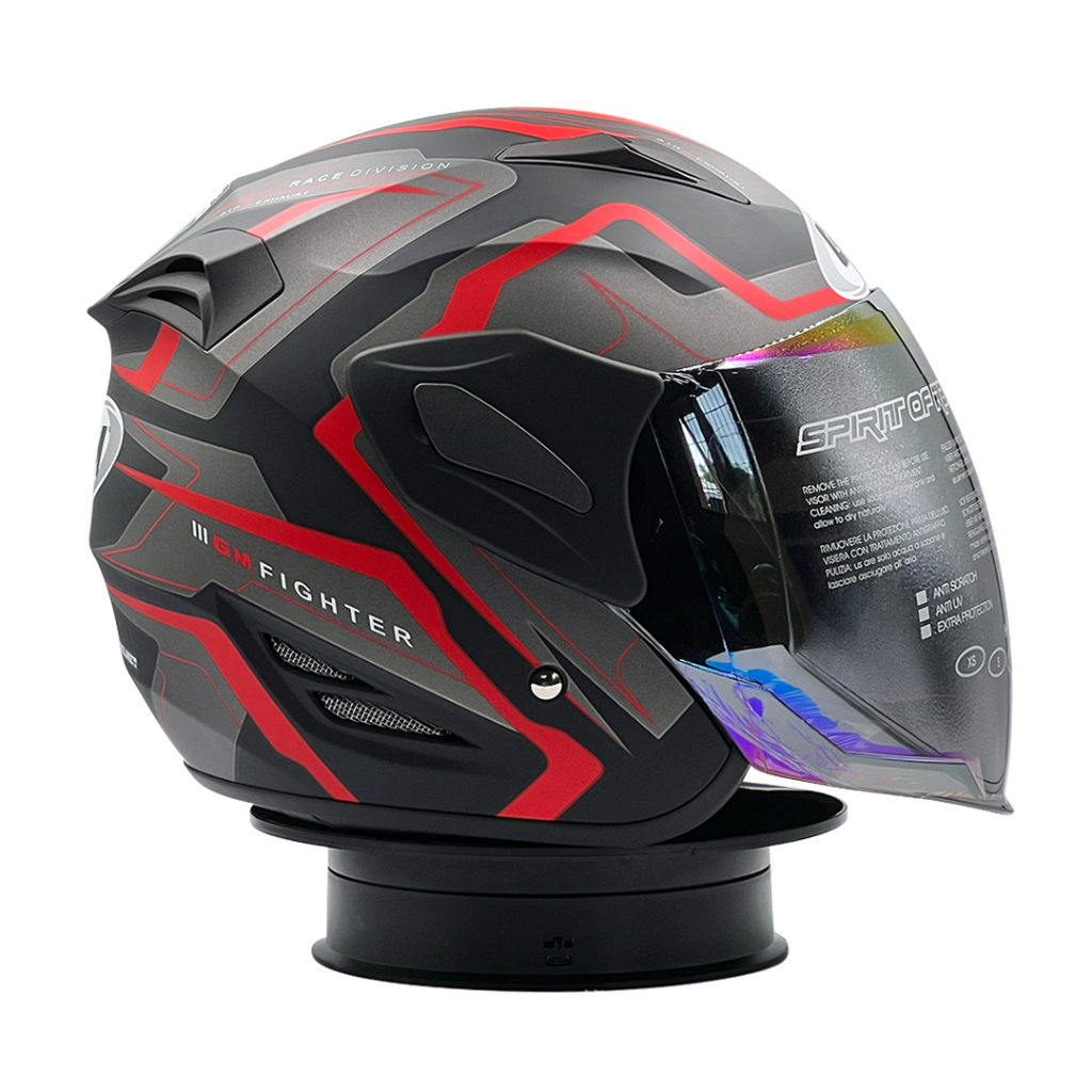 Jual Helm GM Fighter GV2 Black Doff Red | Shopee Indonesia