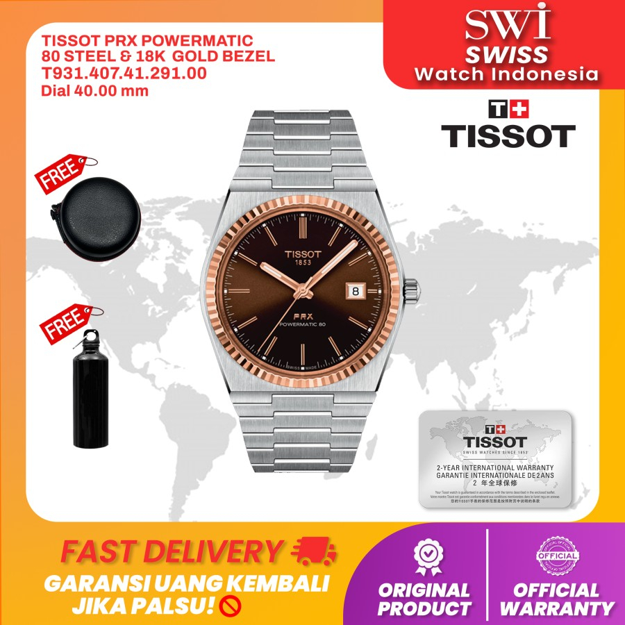 Jam Tangan Pria Tissot T931.407.41.291.00 PRX POWERMATIC 80 STEEL 18