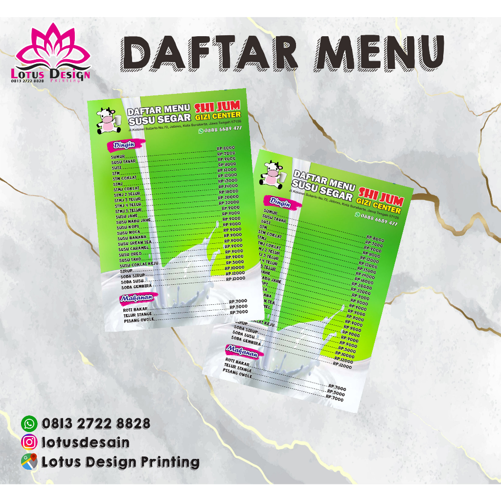 Jual Daftar Menu / Menu / Katalog Menu / Cetak Daftarmenu /Daftar menu ...