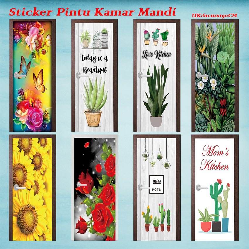 Jual Sticker Pintu Kamar mandi Motif Bunga (06) Ukuran 61x190cm ...
