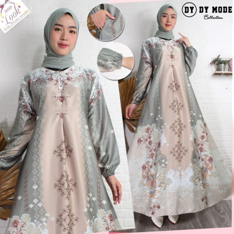 Jual Gamis silky motif terbaru 2023//COD gamis raya Gamis mewah ...