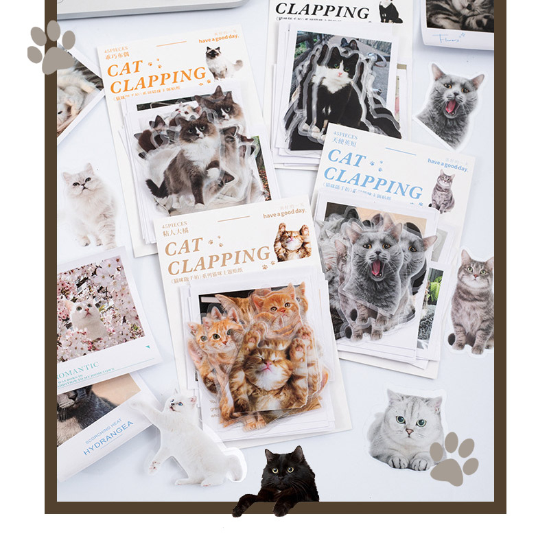 Jual CAT CLAPPING SERIES FLAKE STICKERS SET | Shopee Indonesia