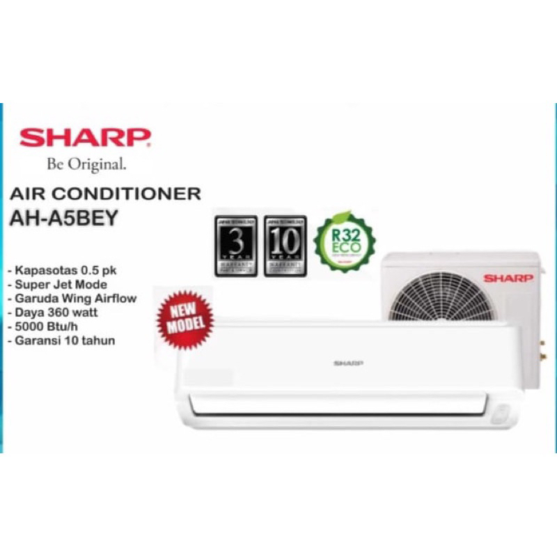 Jual AC SHARP 1/2PK AH 05BEY LOW WATT FREE VACUM | Shopee Indonesia
