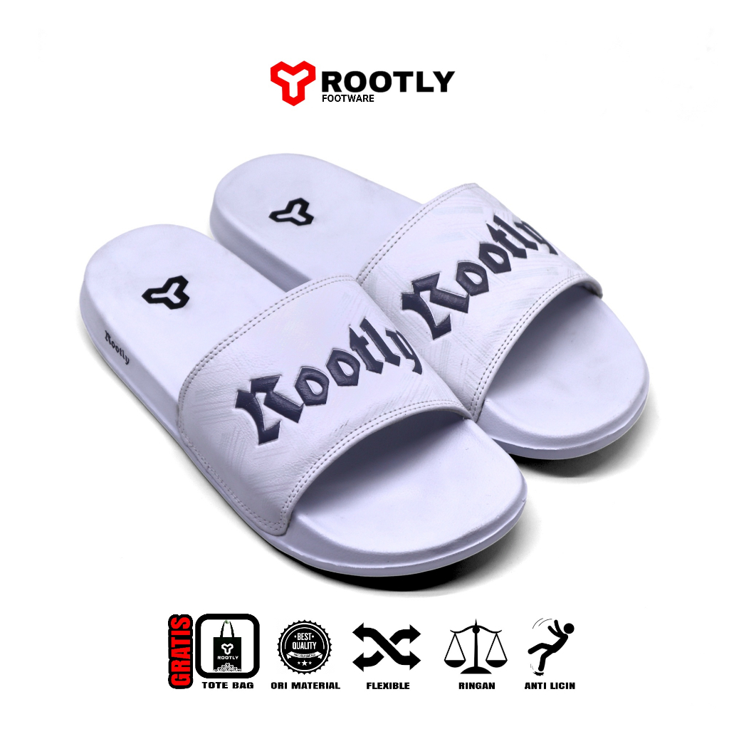 Jual Rootly - Sandal Pria Bunglon White Putih Slip On | Shopee Indonesia