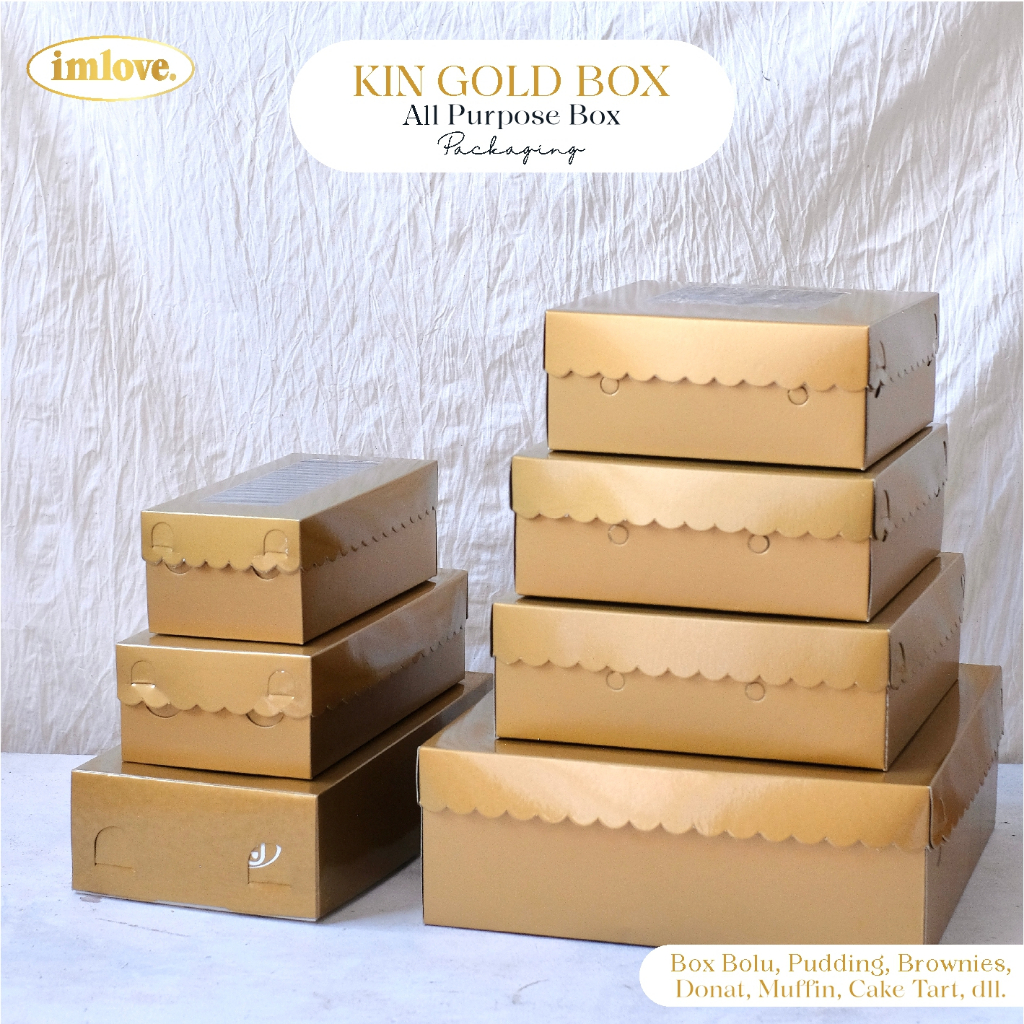 Jual KIN Box Emas Dus Kue Serbaguna Gold Cake Box Mika Packaging ...