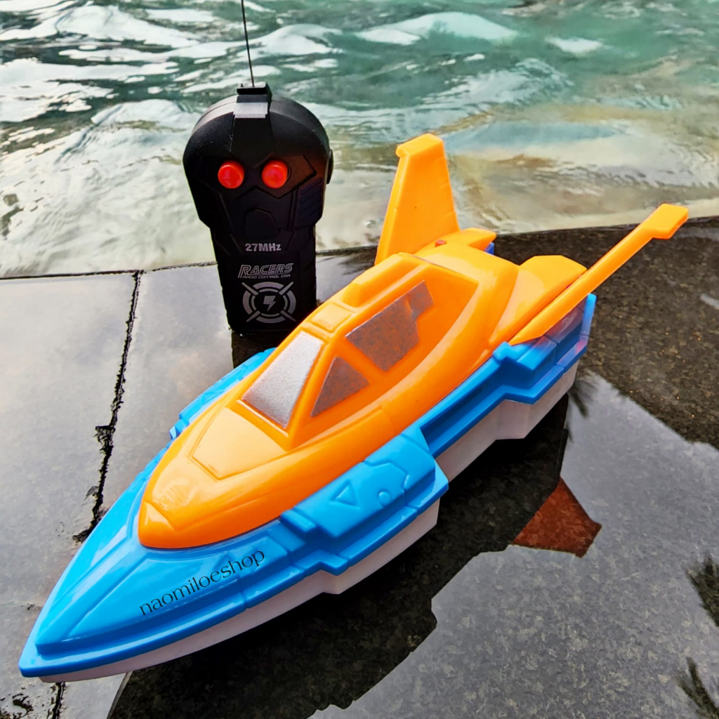 Jual RC kapal 2 tombol Mainan Remote Control Kapal Speedboat High Speed ...