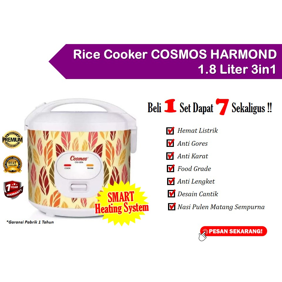 Jual Rice Cooker Cosmos 1 8 Liter CRJ 323S Magic Com Cosmos 1 8 Liter